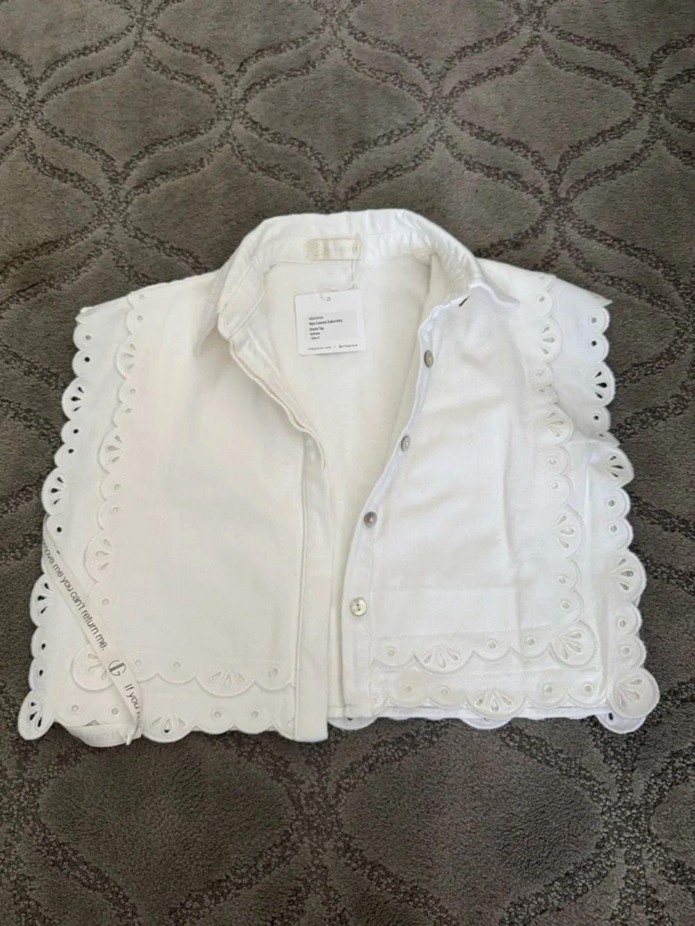 Vita Grace Nyla Cutwork Embroidery
Denim Top | White - - Picture 5 of 7